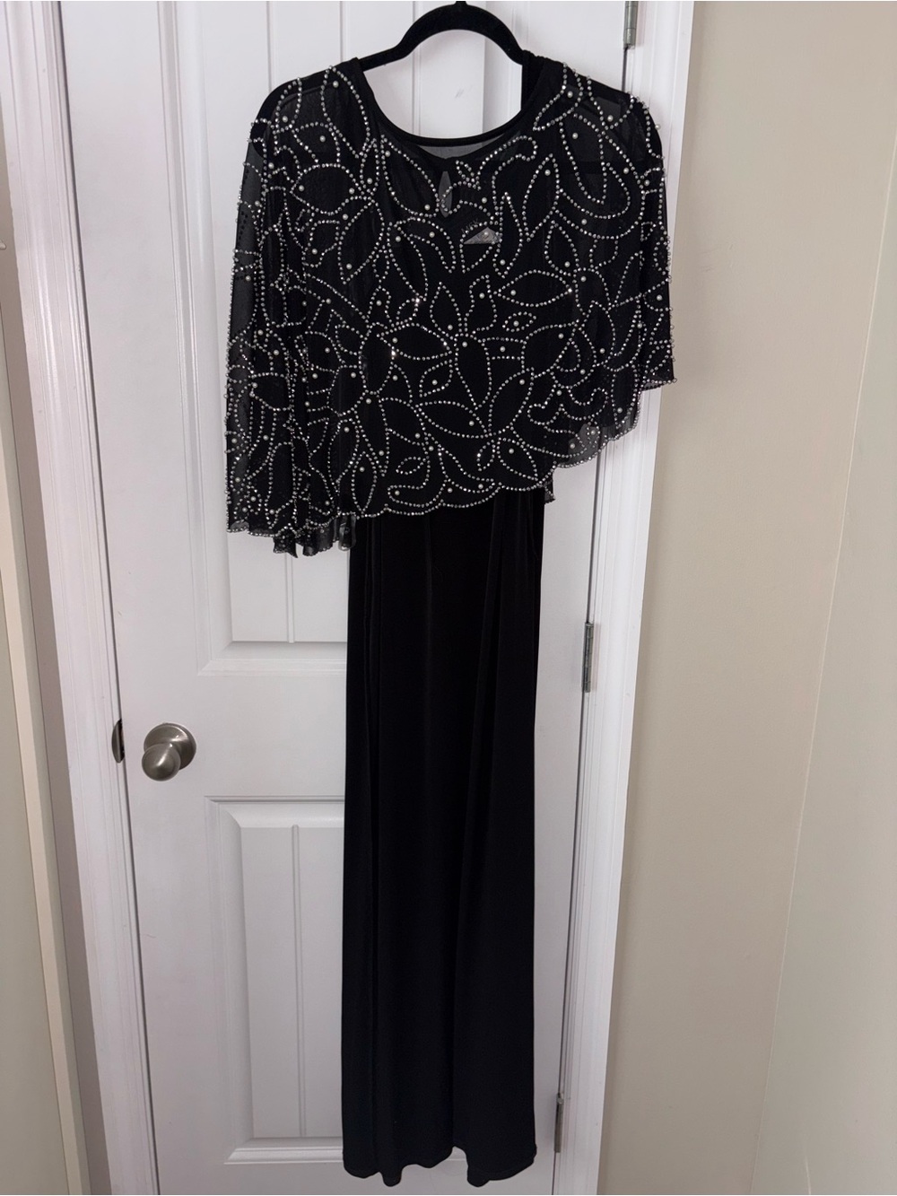 MSK Black Beaded Maxi Skirt with Overlay